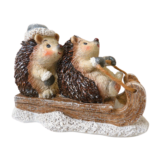 Hedgehogs On Sleigh 15cm