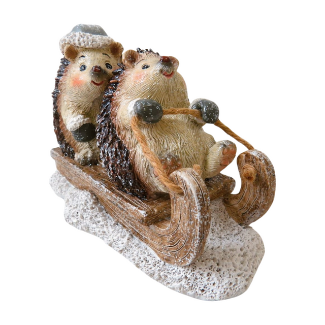 Hedgehogs On Sleigh 15cm