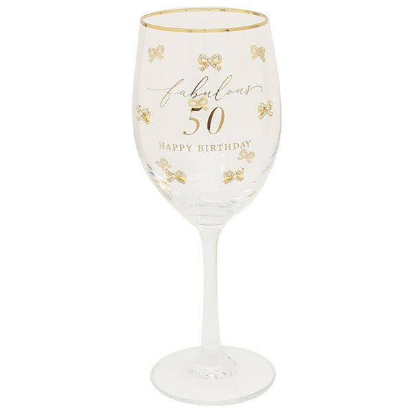 Heart Design 50th Birthday Wine Glass