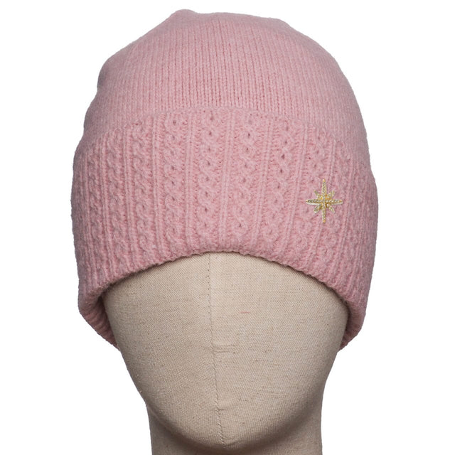 Cable Detail Hat - Pink