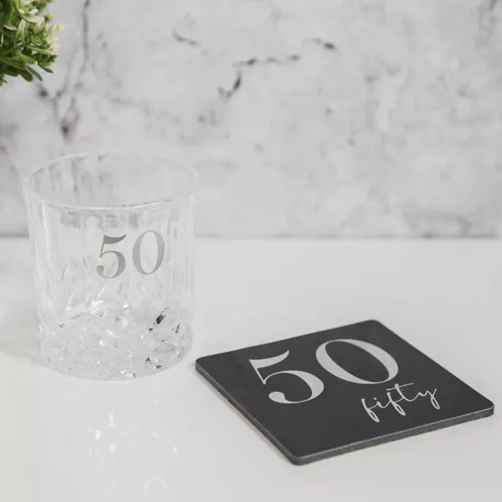 50th Birthday Whisky Glass And Coaster