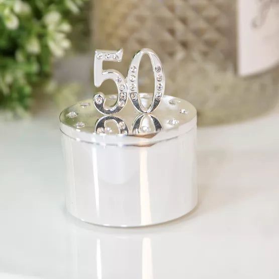 50th Birthday Trinket Box with Crystal