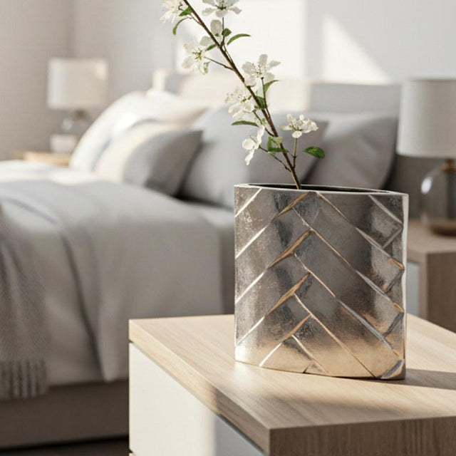 Metal Nickel Vase 22cm