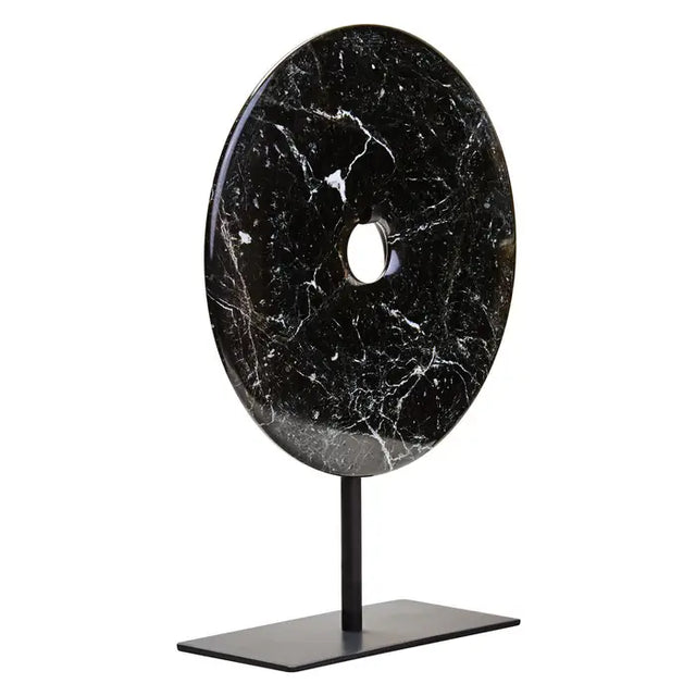 Salmo Black Marble Round Disc Sculpture - Small