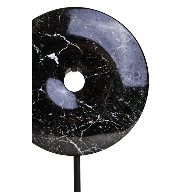 Salmo Black Marble Round Disc Sculpture - Small