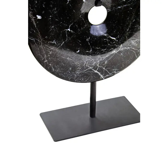 Salmo Black Marble Round Disc Sculpture - Small