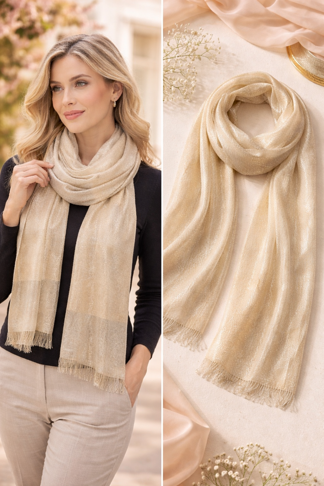 Gold Glitter Lurex Scarf