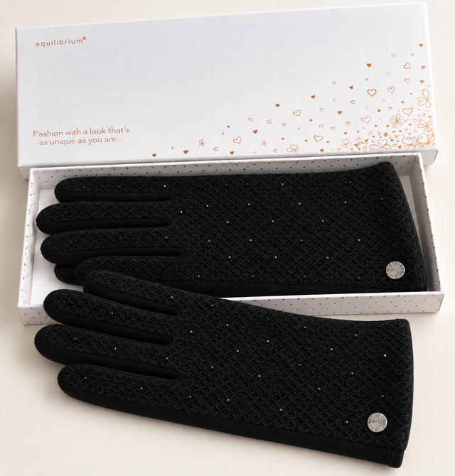 Woven Sparkle Boxed Gloves - Black