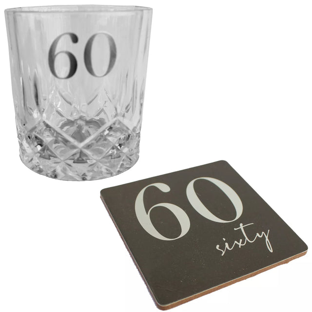 60th Birthday Whisky Glass And Coaster