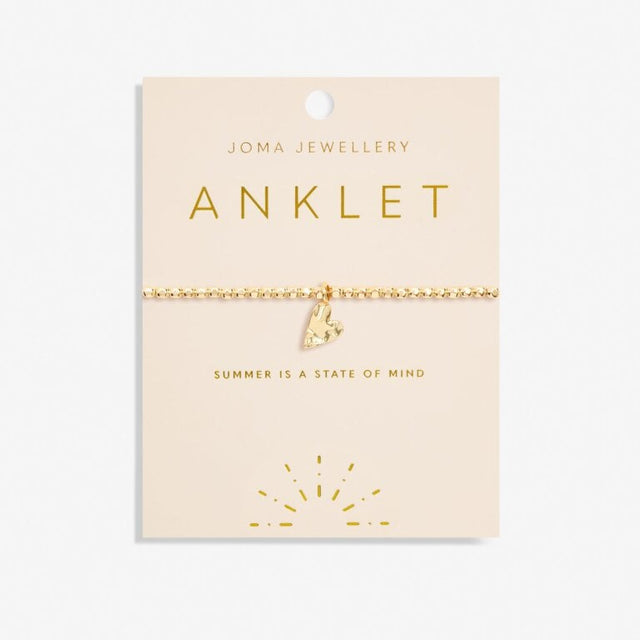 Joma Gold Hammered Heart Anklet
