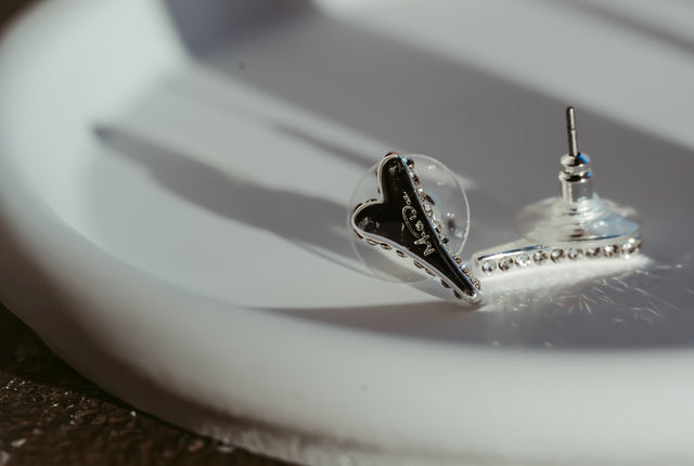 Miss Dee Silver Earrings with Crystal Edges