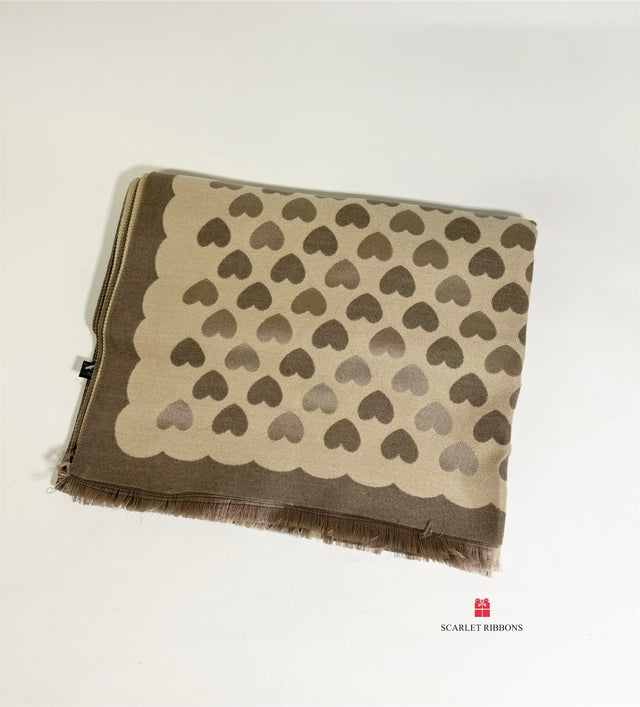 Heart Scarf Brown and Beige