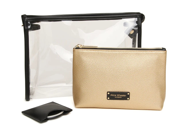Alice Wheeler 3 Piece Beauty/Makeup Gift Set - Gold Black