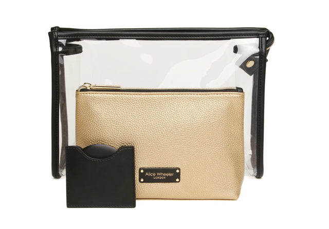 Alice Wheeler 3 Piece Beauty/Makeup Gift Set - Gold Black