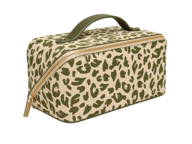 Alice Wheeler Train Case - Olive Leopard