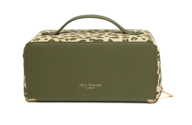 Alice Wheeler Train Case - Olive Leopard
