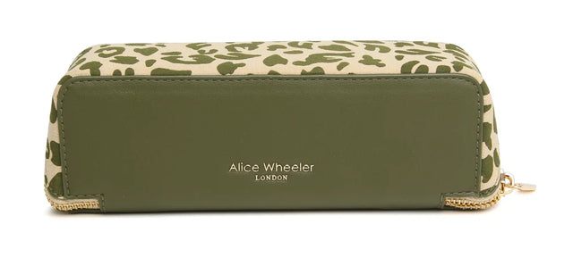 Alice Wheeler Small Train Case - Olive Leopard