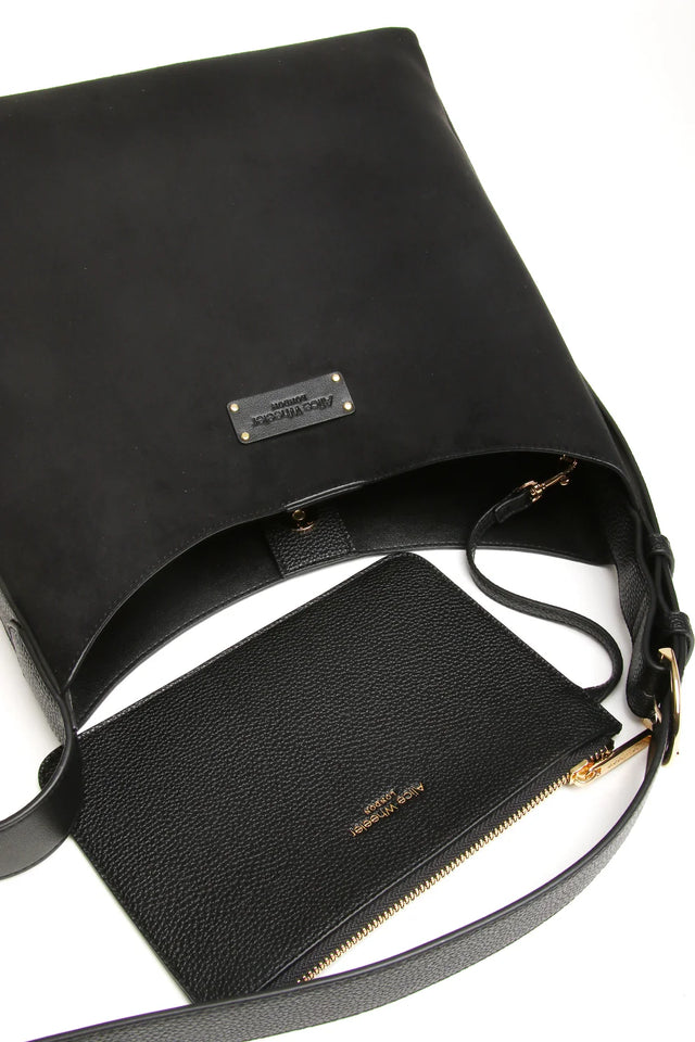 Alice Wheeler Suede Kensington Hobo Bag - Black
