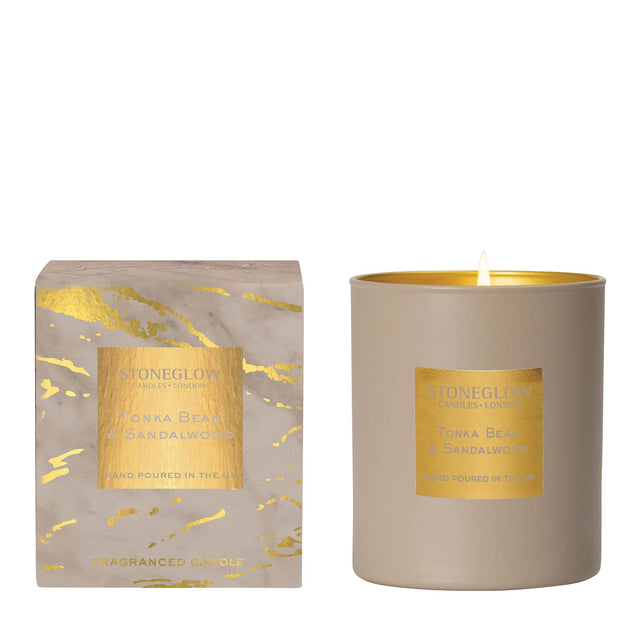Stoneglow Luna Tonka Bean & Sandalwood Glass Candle