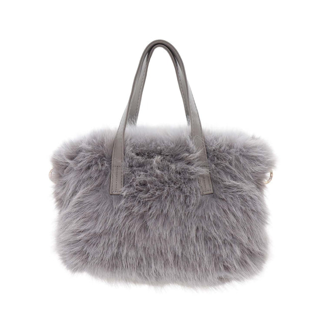Faux Fur Small with Cross Body Handle Bag - Grey