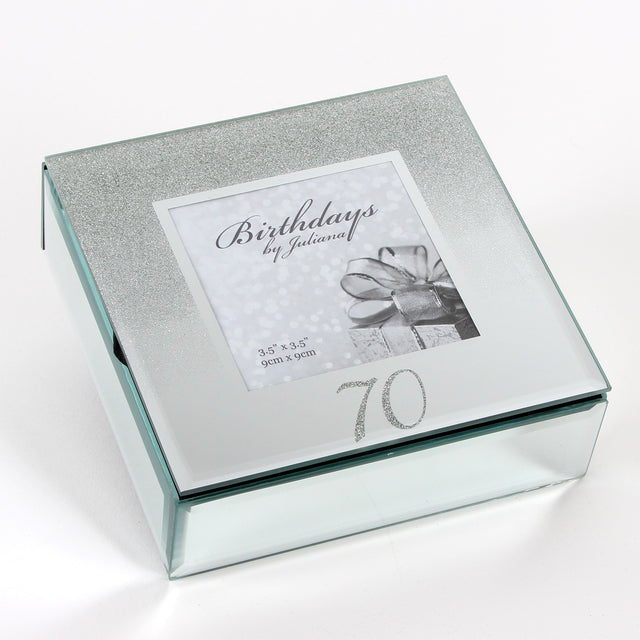 70th Birthday Glitter Mirror Trinket Box