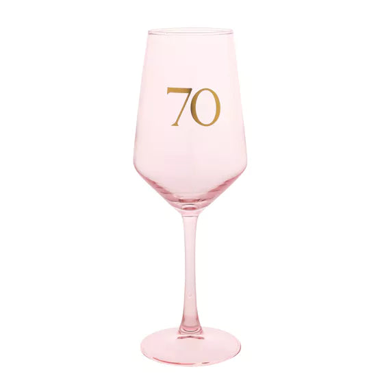 70th Confetti Wine Glass