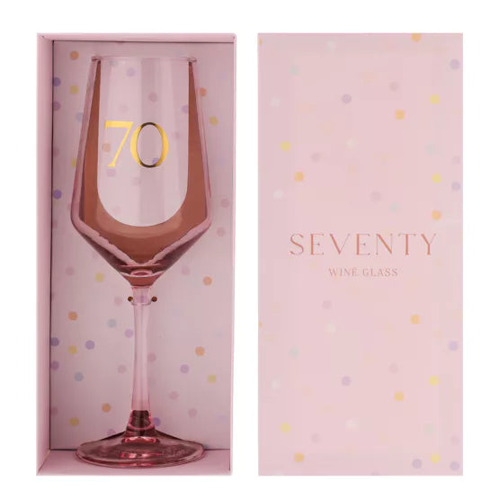 70th Confetti Wine Glass