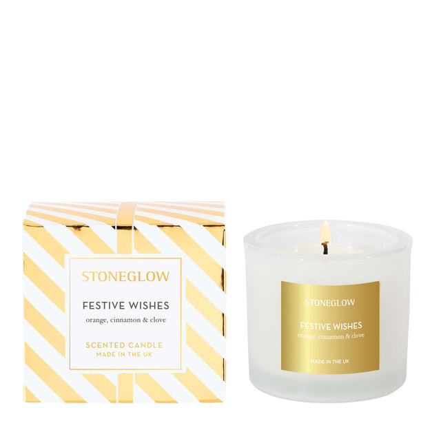 Stoneglow Seasonal - Festive Wishes - Orange, Cinnamon & Clove Scented Candle