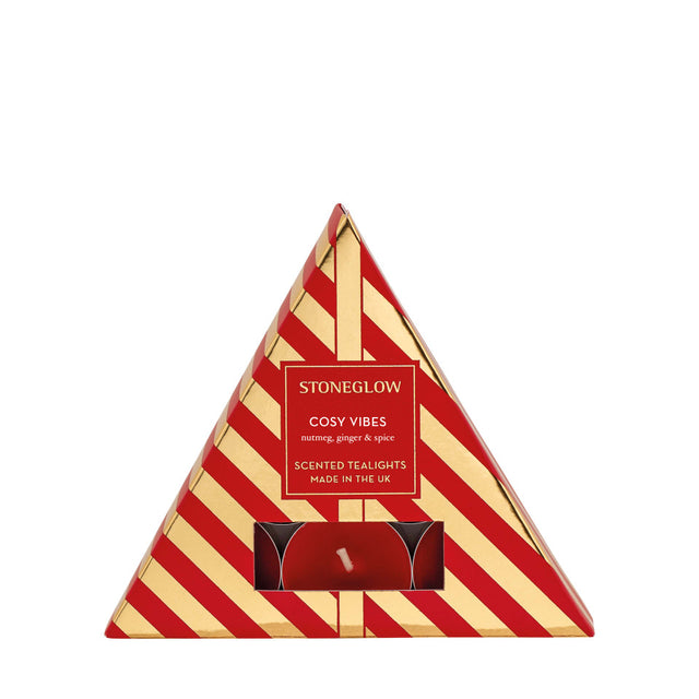 Stoneglow Seasonal - Cosy Vibes - Nutmeg, Ginger & Spice Scented Tealight (Triangle)