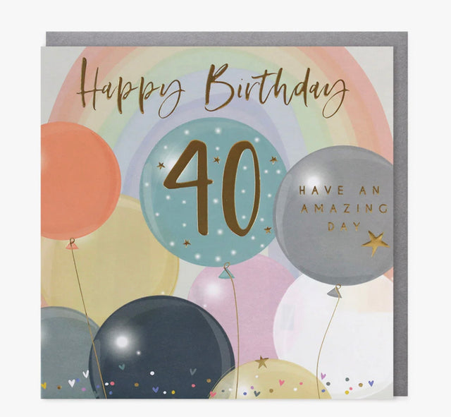 40th Birthday Card - Balloons