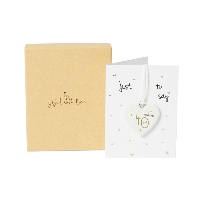 40th Boxed Mini Porcelain Heart on Mini Sentiment Card