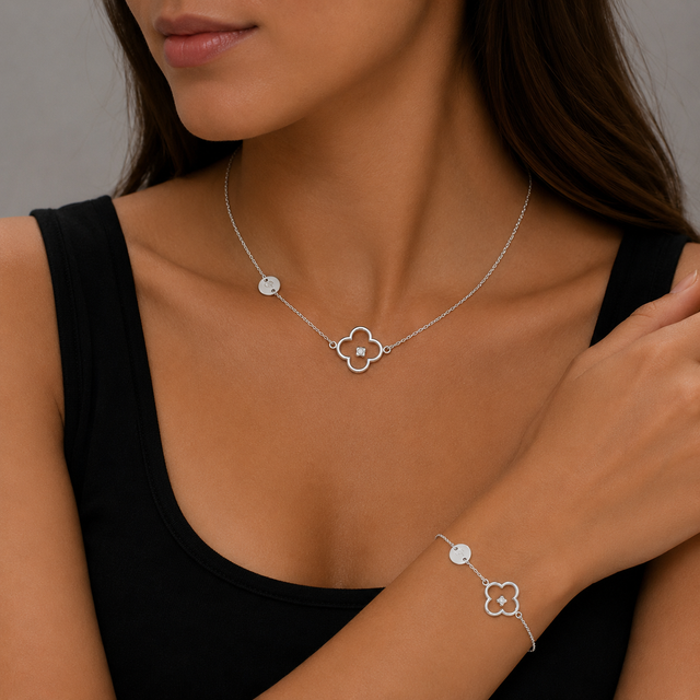 Miss Dee Silver Clover Necklace