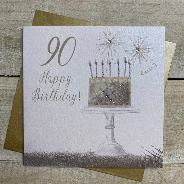90th Happy Birthday Card - Cake