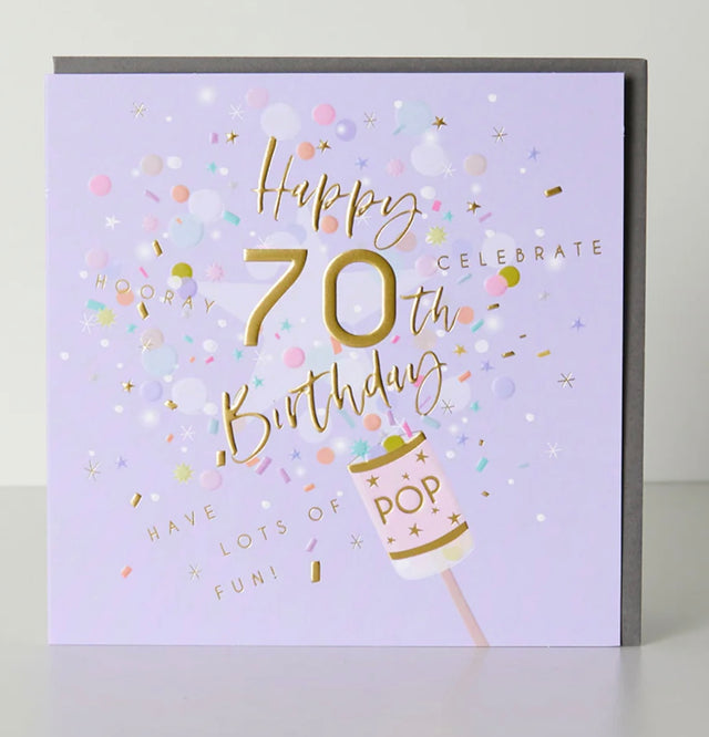 70th Birthday Card - Party Popper