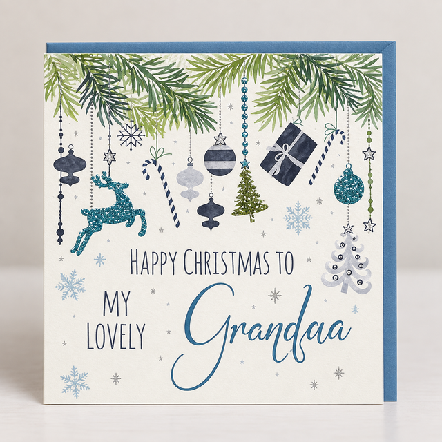 Glitter Decoration Grandma Christmas Card