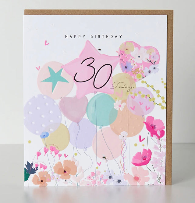 Female 30th Birthday Card - Balloons
