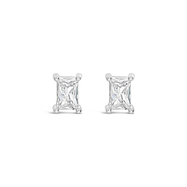 Earrings - Silver Square Crystal