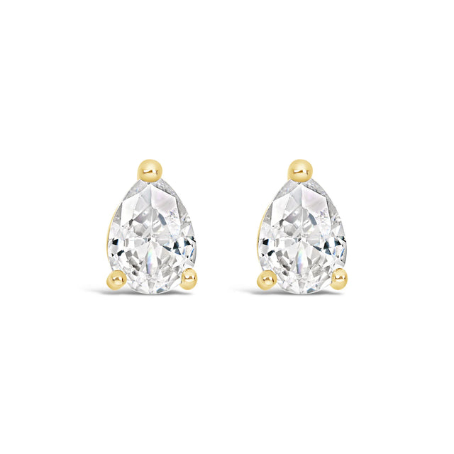Earrings - Gold Pear Crystal Stud