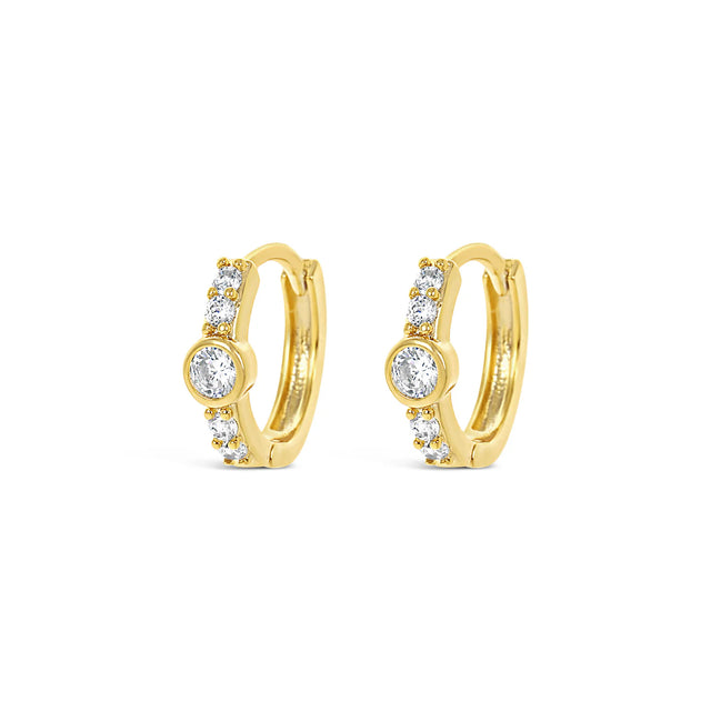 Earrings - Small Gold Crystal Hoop