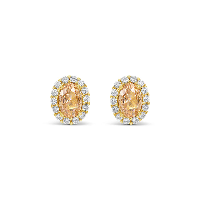 Earrings - Oval Pink Crystal