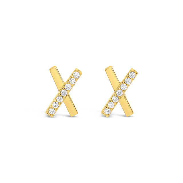 Earrings - Gold Crystal Cross