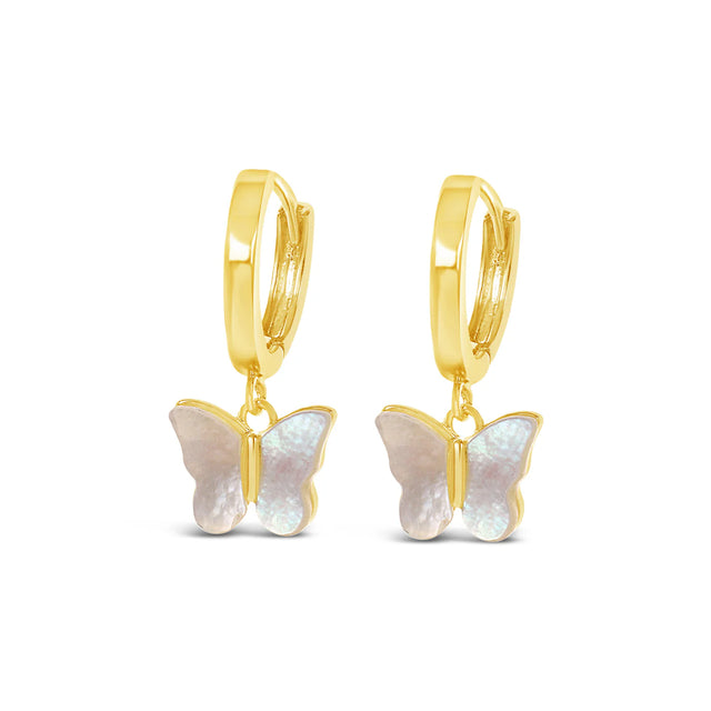 Earrings - Gold Hoop Drop Butterfly