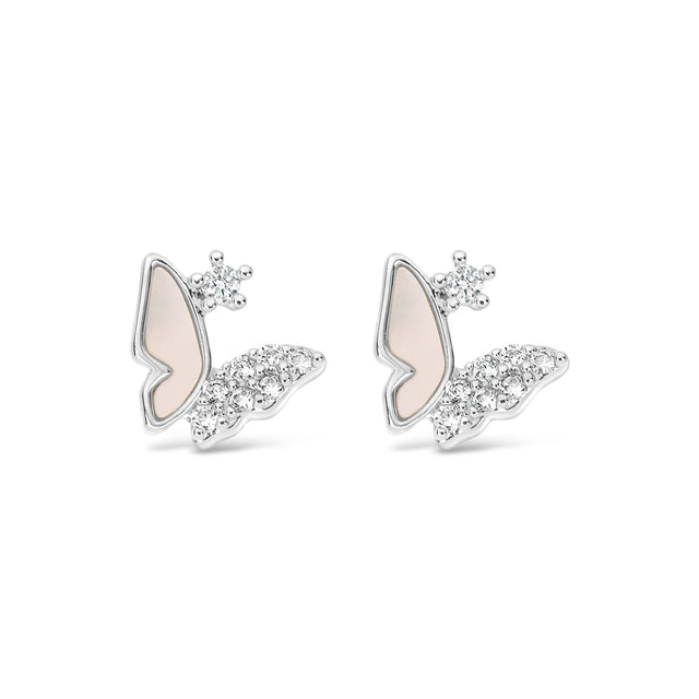 Earrings - Silver Crystal Butterfly