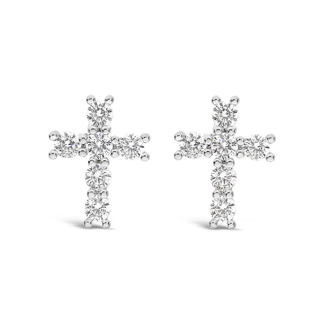 Earrings - Silver Crystal Cross