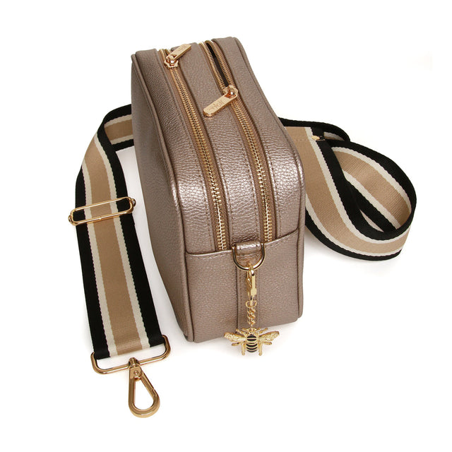 Alice Wheeler Soho Double Zip Crossbody Bag - Bronze