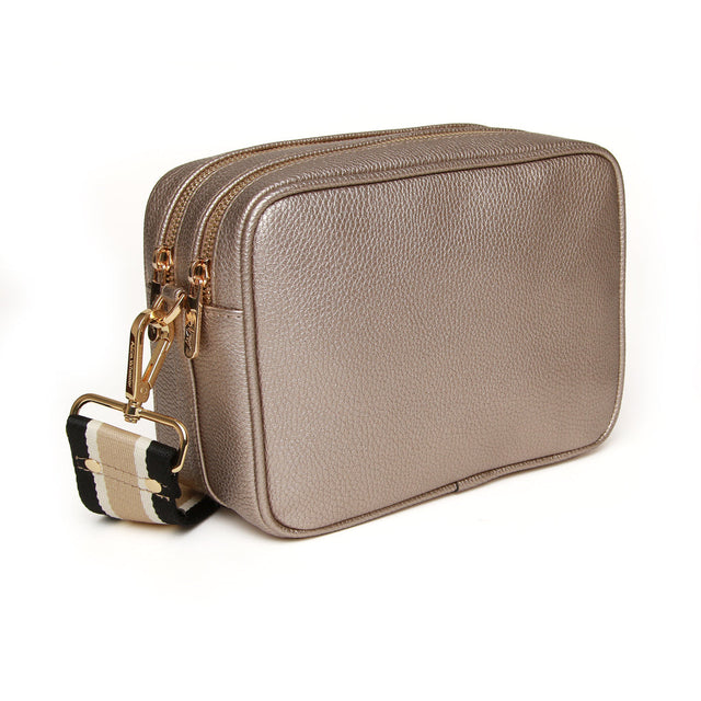 Alice Wheeler Soho Double Zip Crossbody Bag - Bronze