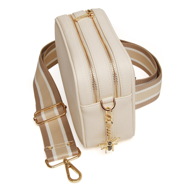 Alice Wheeler Soho Double Zip Crossbody Bag - Cream