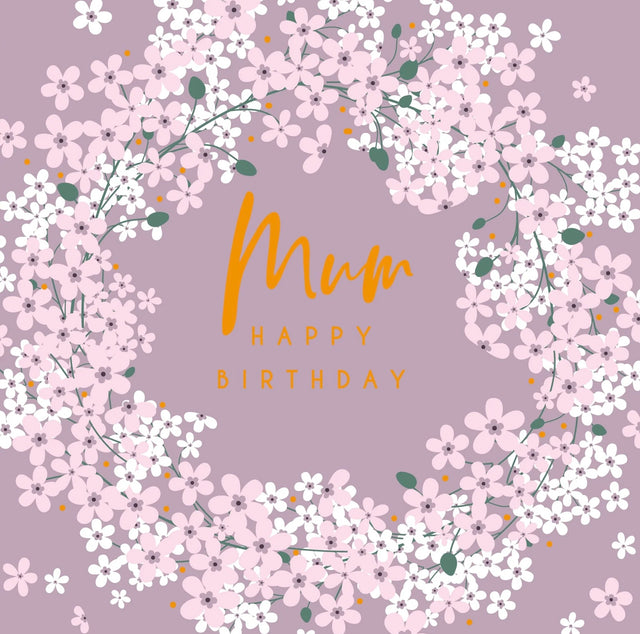 Mum Birthday Card - Floral Wreath