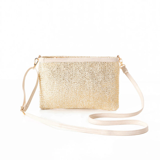 Gold Clutch / Crossbody Top Zip Bag