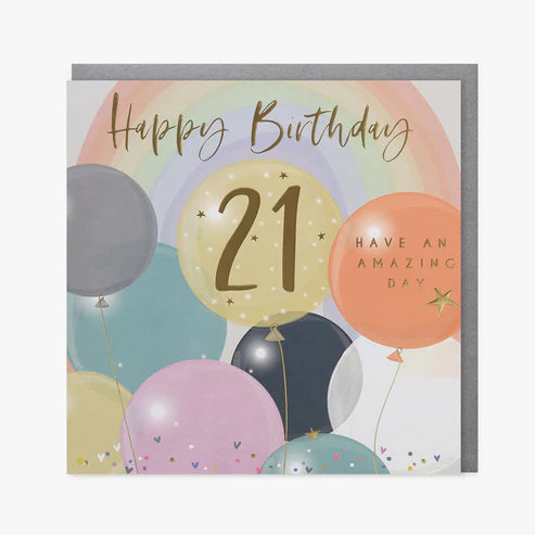 21st Birthday Card - Balloons